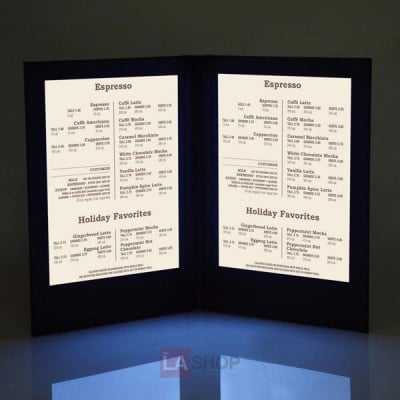 8-1/2" x 14" 2-Panel Folding Illuminated LED Backlit Menu Cover