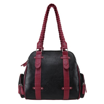 VISM Concealed Carry Braided Shoulder Bag ( Black / Burgundy )