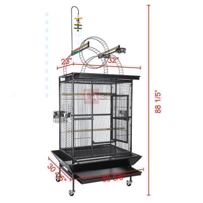 32x23x72 Large Bird Cage Epoxy Ladders Black Vein