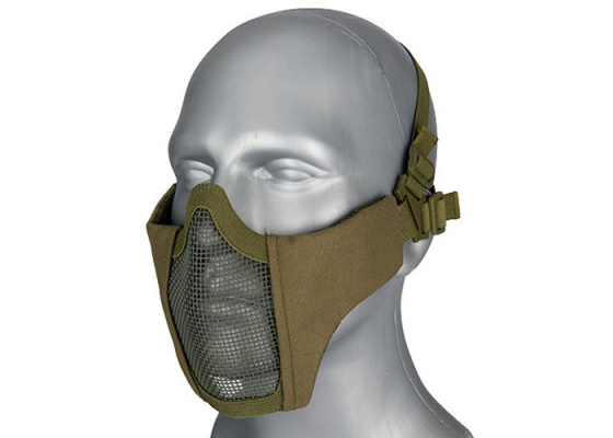 WoSporT Steel Mesh Nylon Lower Face Mask ( OD Green )