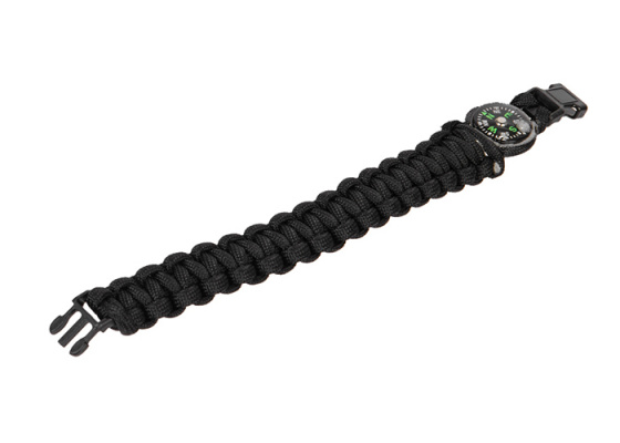 Lancer Tactical 8" Paracord Bracelet Small Buckle With Compass ( Black )