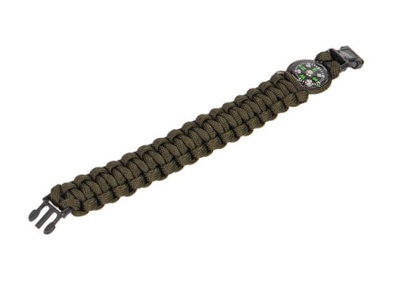 Lancer Tactical 8" Paracord Bracelet Small Buckle With Compass ( OD Green )
