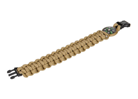 Lancer Tactical 8" Paracord Bracelet Small Buckle With Compass ( Coyote Brown )
