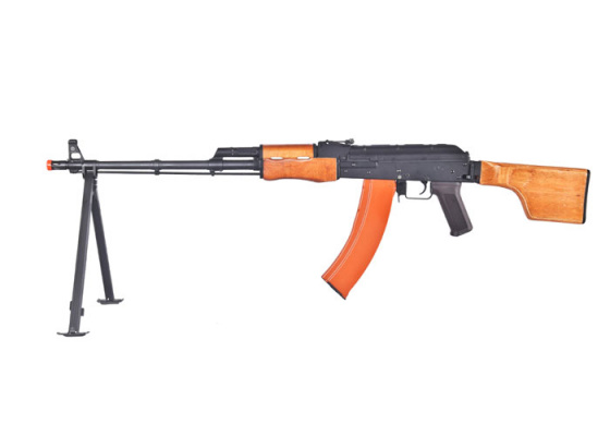 Lancer Tactical RPK Airsoft LMG AEG Rifle With Bipod & Folding Stock ( Wood )