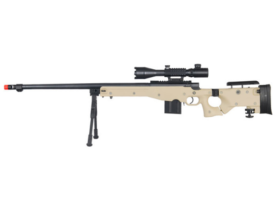 WELL MB4403TAB2 Bolt Action Rifle w/ Fluted Barrel, Scope, & Bipod ( Tan )