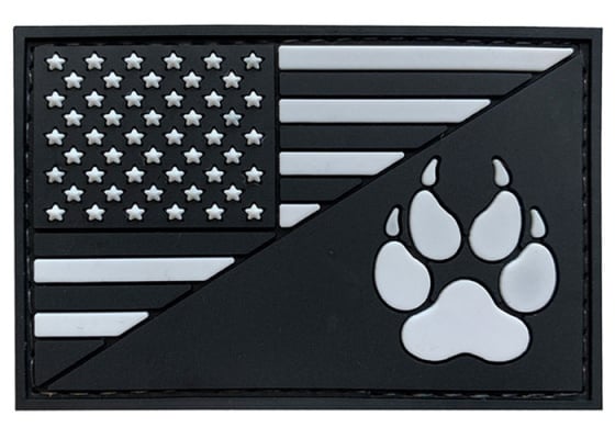 G-Force American Flag And K9 Paw PVC Morale Patch ( Black )