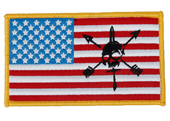 G-Force American Flag and Skull Embroidered Morale Patch ( Red / White / Blue / Black )