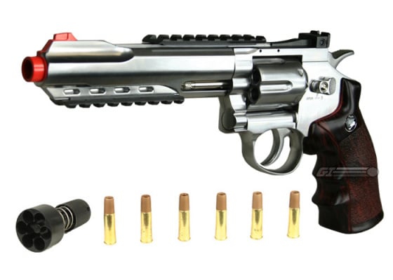 WG 6" Revolver CO2 Airsoft Pistol ( Silver / Imitation Wood )