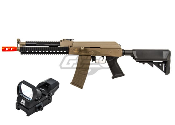 Lancer Tactical LT10T AK Tactical RIS Carbine AEG Airsoft Rifle Red Dot Combo Pack ( Tan )