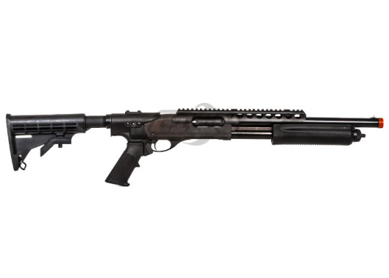 PPS M870 RIS Retractable Stock Shell Ejecting Gas Airsoft Shotgun ( Black )