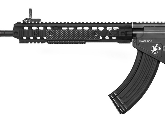 Knights Armament SR47 URX 3.1 ( B.R.S.S ) Recoil Carbine AEG Airsoft Rifle by Bolt ( Black )