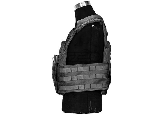 Lancer Tactical Speed Attack Plate Carrier w/ Dual Inner Mag Pouch & Sholder Pads ( Black )
