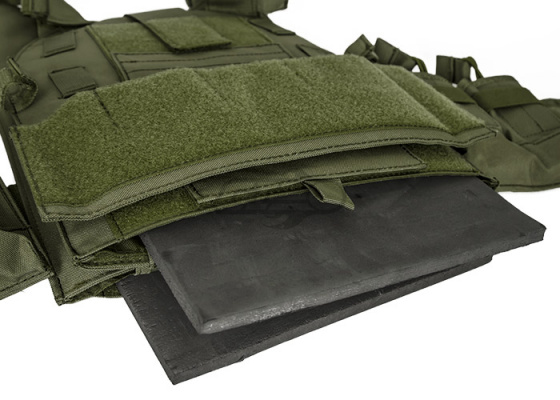 Lancer Tactical SLK Plate Carrier w/ Side Plate Dual Mag Pouch ( OD Green )