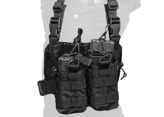 Magazine Leg Rigs Lancer Tactical Bungee Magazine Pouch Leg Rig MOLLE ( Black )