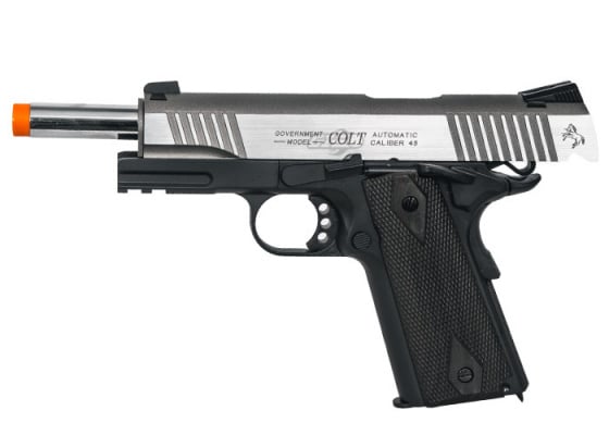 Colt 1911 Rail Gun Blowback CO2 Airsoft Pistol ( Silver / Black )