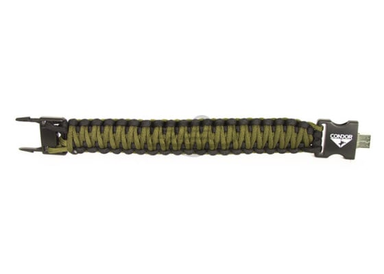 Condor USB Paracord Bracelet 2 GB Storage ( Black / OD Green / 6.5" Long )
