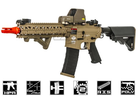 Valken V12 MK18 MOD 1 M4 Carbine HPA Airsoft Rifle By Combat Machine ( Tan / Black )