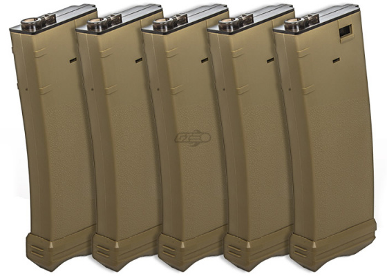Modify Tech XTC M4 / M16 190 rd. AEG Mid Capacity Magazine - 5 Pack ( Tan )