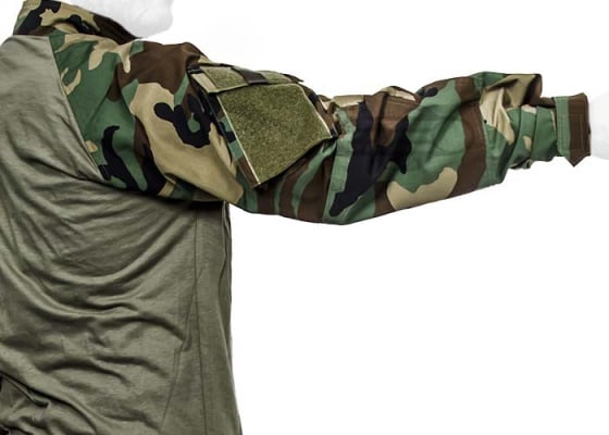 Tru Spec TRU Tactical Response 1/4 Zip Combat Shirt 50/50 Nylon Cotton ( Woodland - OD Green / S / Regular )