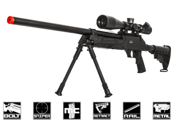 Well MB06 ASR SR-2 Bolt Action Sniper Airsoft Rifle Bipod Package ( Black )