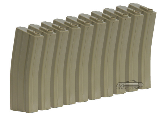 Ares M4 / M16 140 rd. AEG Mid Capacity Magazine - 10 Pack ( Tan )
