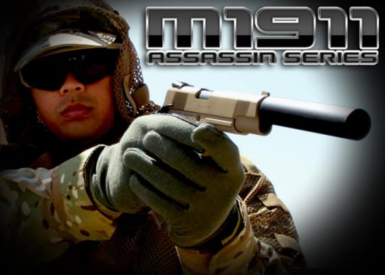 (Discontinued) Airsoft GI Full Metal 1911 Desert Assassin Airsoft Pistol ( Tan )
