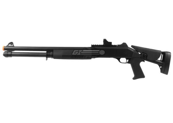 Double Eagle M3 Long Barrel / Retractable Multi-Shot Spring Airsoft Shotgun ( Black )