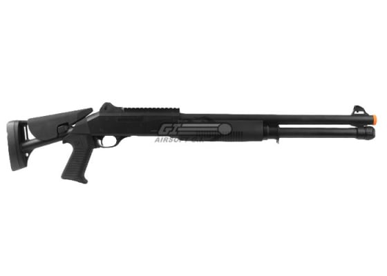 Double Eagle M3 Long Barrel / Retractable Multi-Shot Spring Airsoft Shotgun ( Black )