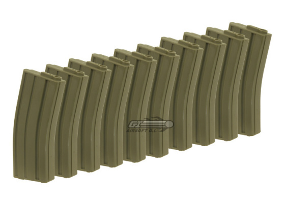 King Arms M4 / M16 120 rd. AEG Mid Capacity Magazine - 10 Pack ( OD Green )