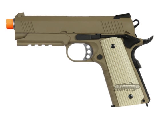 WE Desert Warrior 4.3 1911 Commander GBB Airsoft Pistol ( Tan )