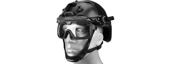 Lancer Tactical Helmet Safety Goggles ( Black / Clear Lens )