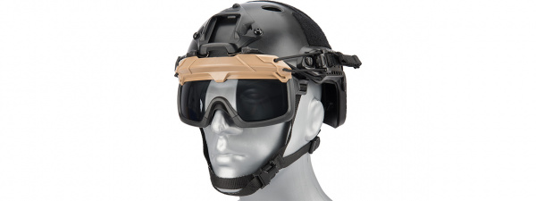 Lancer Tactical Helmet Safety Goggles ( Tan / Smoke Lens )