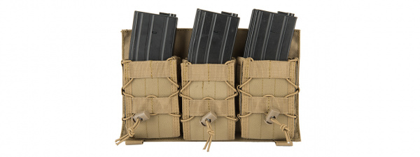 Lancer Tactical Adaptive Hook And Loop Triple AR Mag Pouch ( Tan )