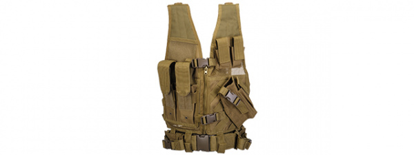 Lancer Tactical Youth Size Cross Draw Vest w/ Holster ( Tan )