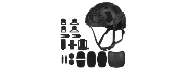 Tactical High Cut Airsoft Helmet Sandblasted Version (Black)