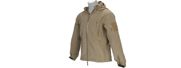 Lancer Tactical Soft Shell Jacket w/ Hood ( Tan / M )