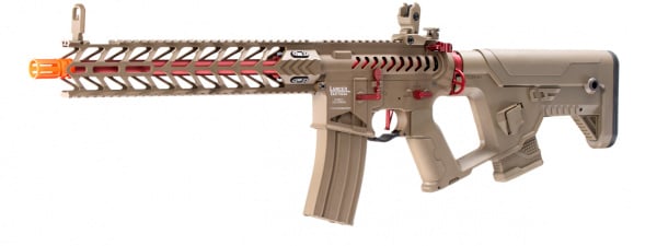 Lancer Tactical Gen 2 Enforcer Night Wing Skeleton ProLine ETC & Full Metal AEG w/ Alpha Stock M4 Airsoft Gun ( Tan / Red )