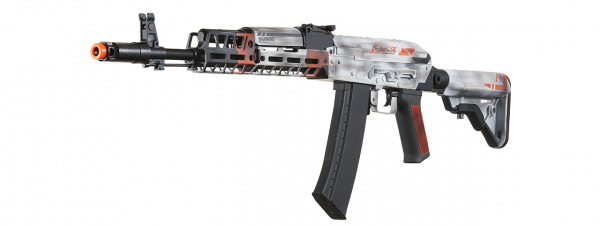 Lancer Tactical AK74 Full Metal AEG Airsoft Rifle w/ 10.5 inch M-LOK Handguard & Cerakote Finish (Asiimov)