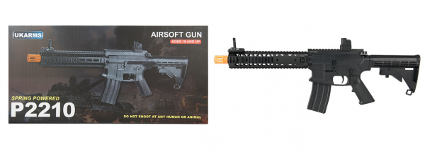 UK Arms P2210 Quad RIS M4 Spring Rifle With Grip Covers ( Black )