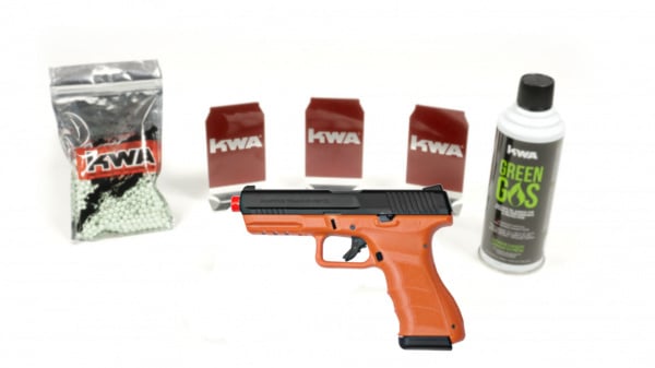 KWA ATP-LE2 (BLAZE ORANGE) with 12 targets, 1000rd BB, & green gas