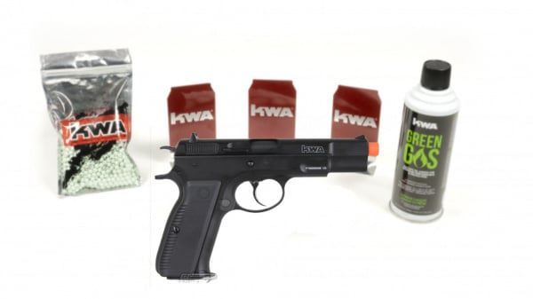 KWA KZ.75 with 3 targets, 1000rd BB, & green gas