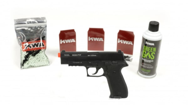 KWA M226-LE with 12 targets, 1000rd BB, & green gas