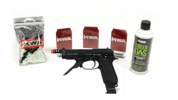 KWA M93R-2 with 3 targets, 1000rd BB, & green gas