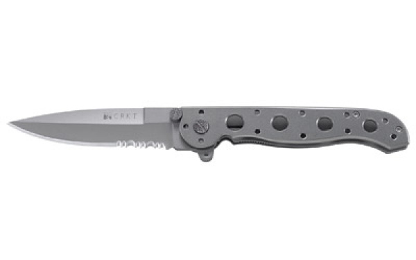 CRKT M16-T 3.5" Spear Point Combo Edge Flipper Folding Knife ( Silver )