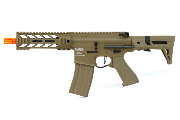 Lancer Tactical Enforcer Battlehawk PDW ProLine ETC & Full Metal AEG Airsoft Gun ( Tan / Low FPS Version )