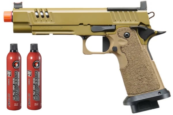 Zion Arms ZA11 MOD 1 Hi-Capa GBB Airsoft Pistol Green Gas Combo (Tan)