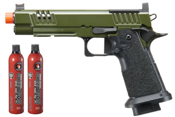 Zion Arms ZA11 MOD 1 Hi-Capa GBB Airsoft Pistol Green Gas Combo (OD Green)