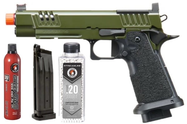 Zion Arms ZA11 MOD 1 Hi-Capa Full-Metal GBB Pistol Starter Pack (OD Green)