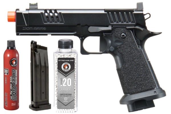 Zion Arms ZA11 MOD 2 Hi-Capa Full-Metal GBB Pistol Starter Pack (Black)