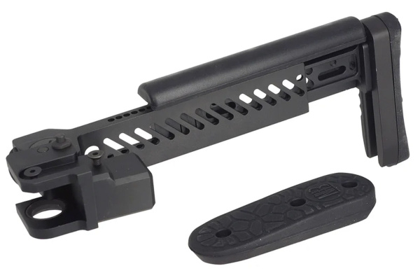 ACW Telescopic Buttstock w/ Cheek Riser For GHK AKM (V3) GBBR Airsoft Rifles (Black)